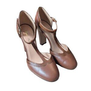 Brooks Brothers Leather T-Strap Heels | Italian Made | Vintage Style